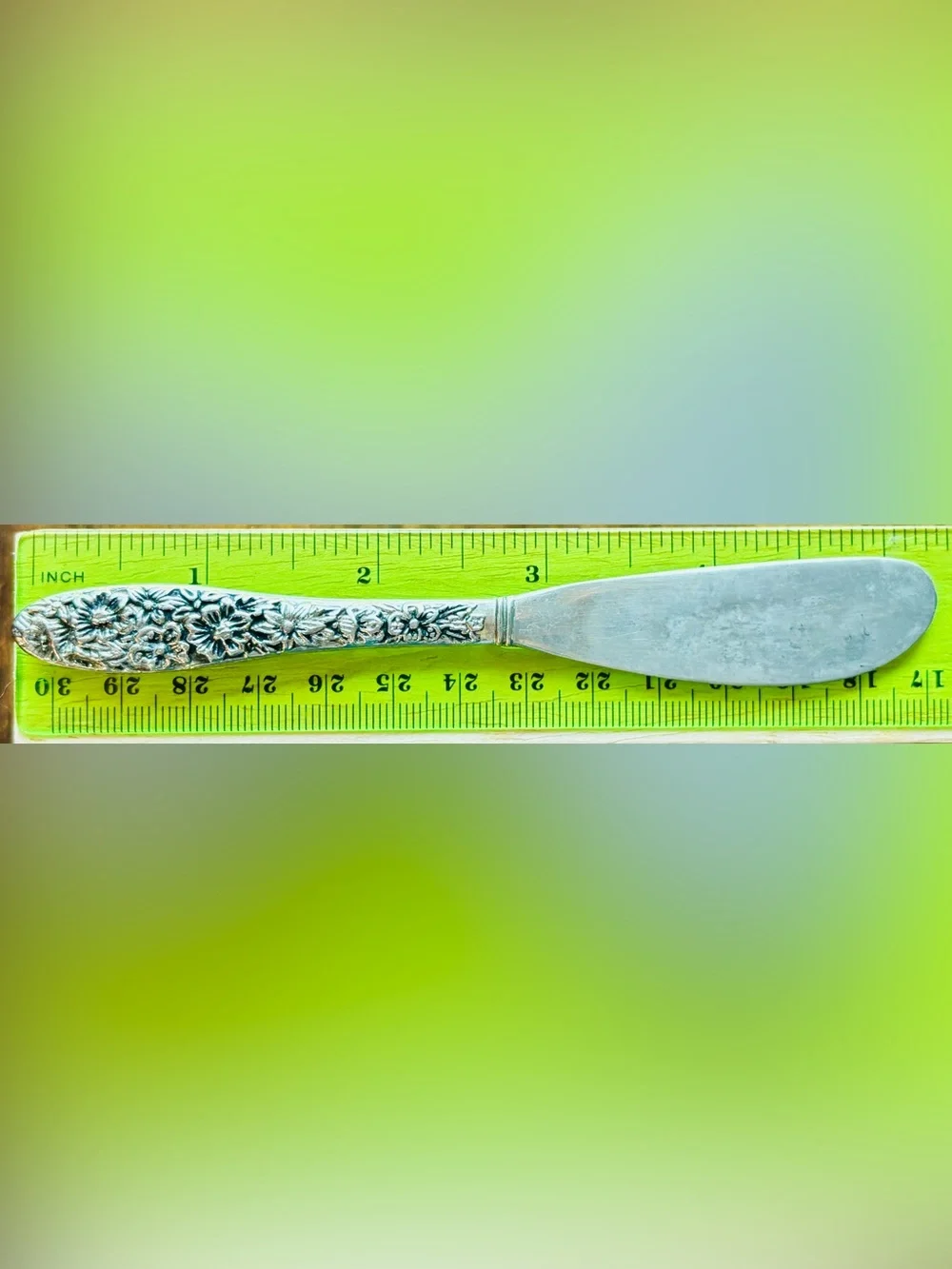 Beautifully Engraved Vintage Silver Floral Butter Knife